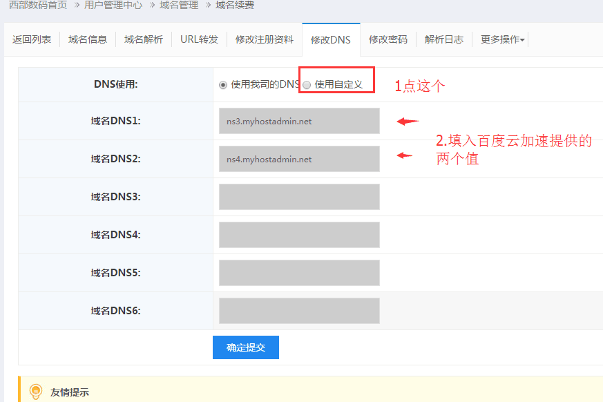 在自定義dns中，填入新的dns值